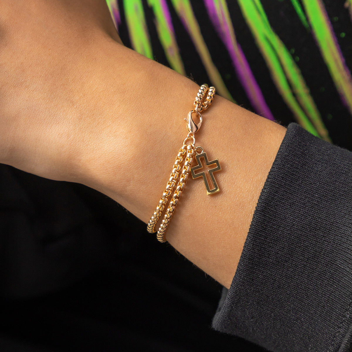 Double Hollow Cross Unisex Bracelet