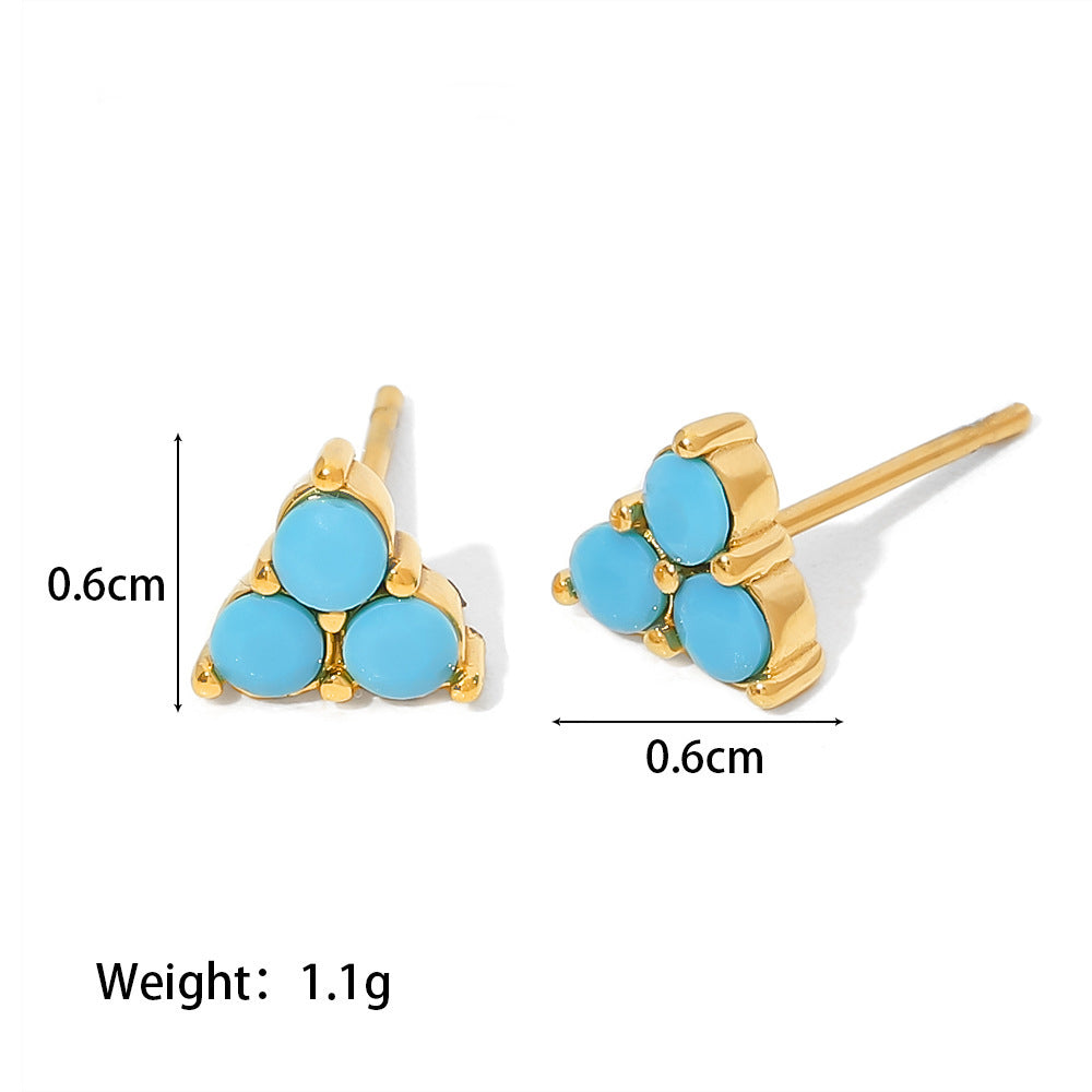 Exquisite retro style inlaid turquoise design versatile earrings