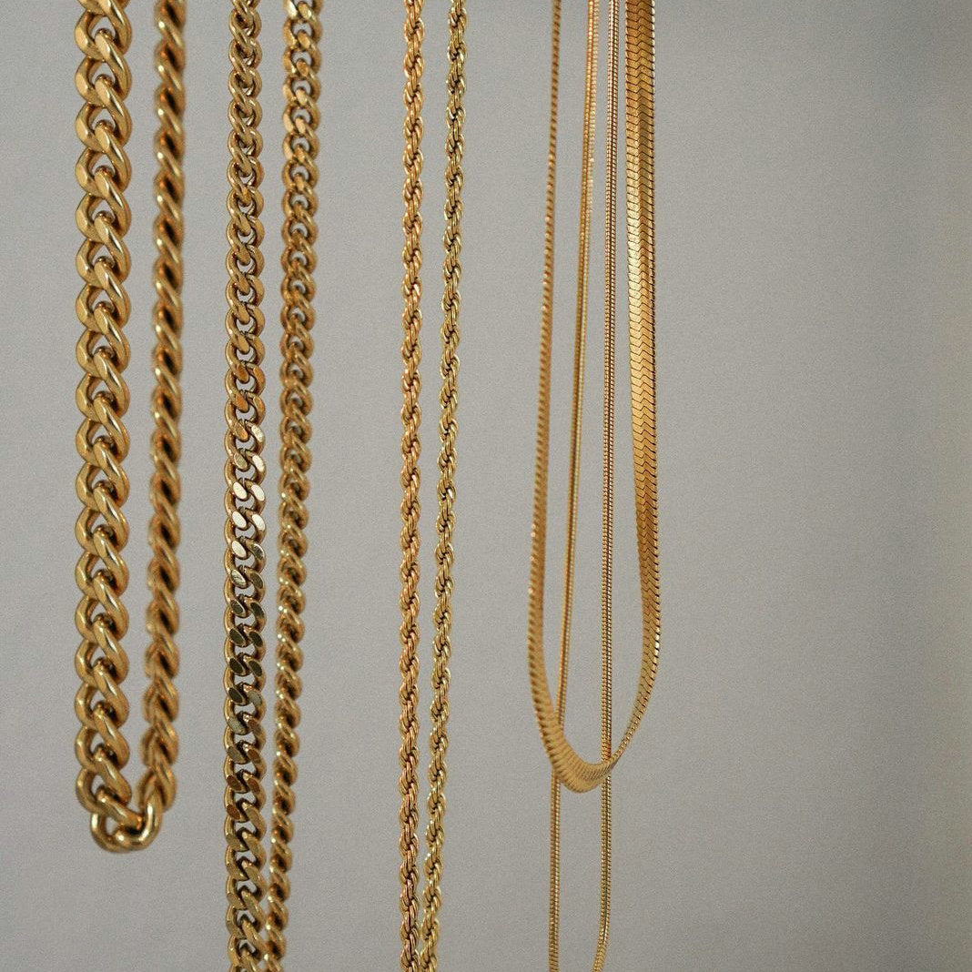 18K Gold Vintage Simple Cuban Chain Design Versatile Necklace