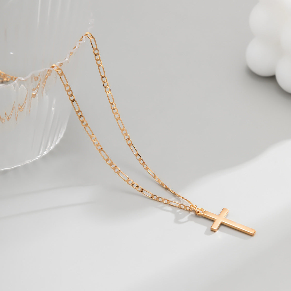 Men Simple Fashion Cross Design Hip Hop Pendant Necklace