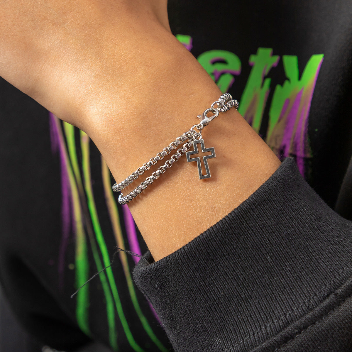 Double Hollow Cross Unisex Bracelet