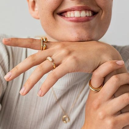 18K Gold Geometric Open Ring