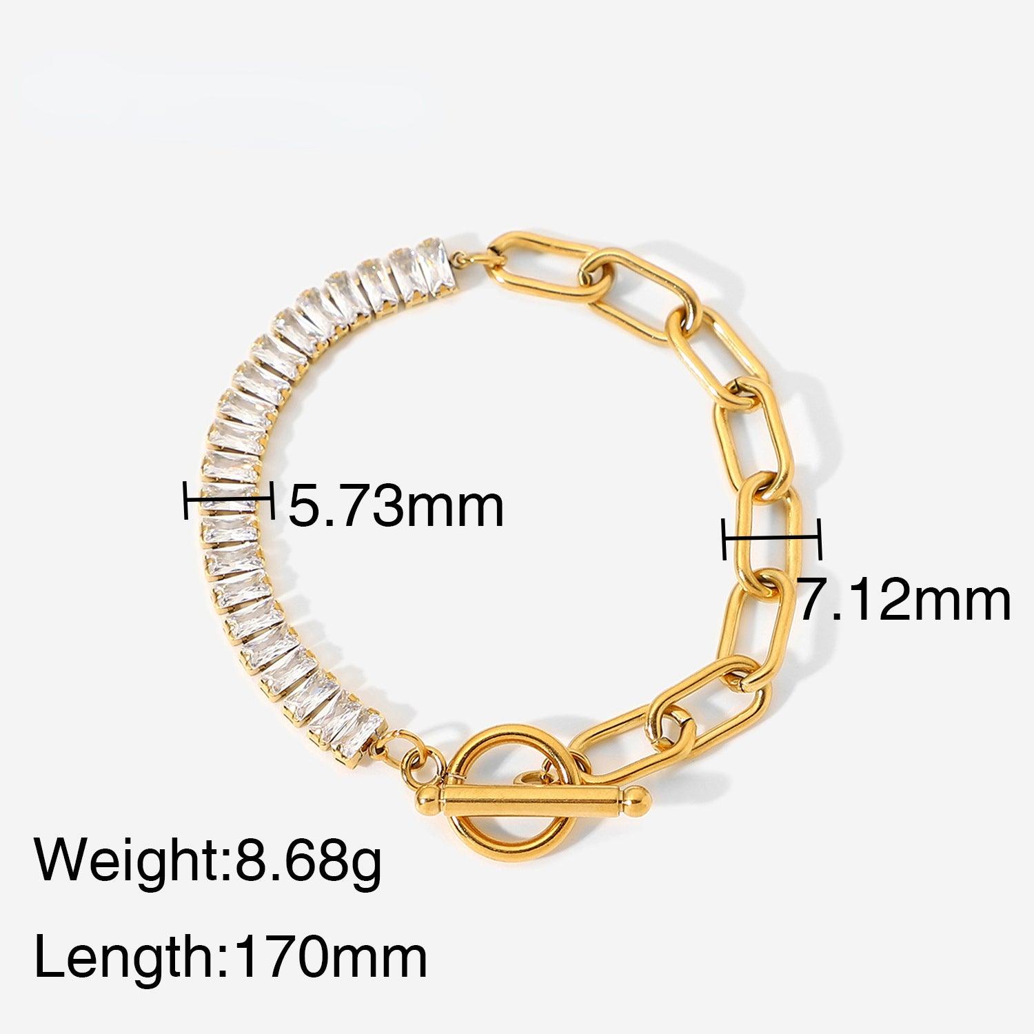 B11.18K Gold Exaggerated OT Buckle Design Bracelet - Elle Royal Jewelry