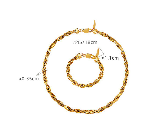 Fashion Simple Thick Chain Twist Chain Design Necklace bracelet Set