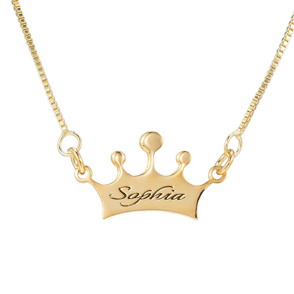 Noble Crown Letter Custom Name Necklace