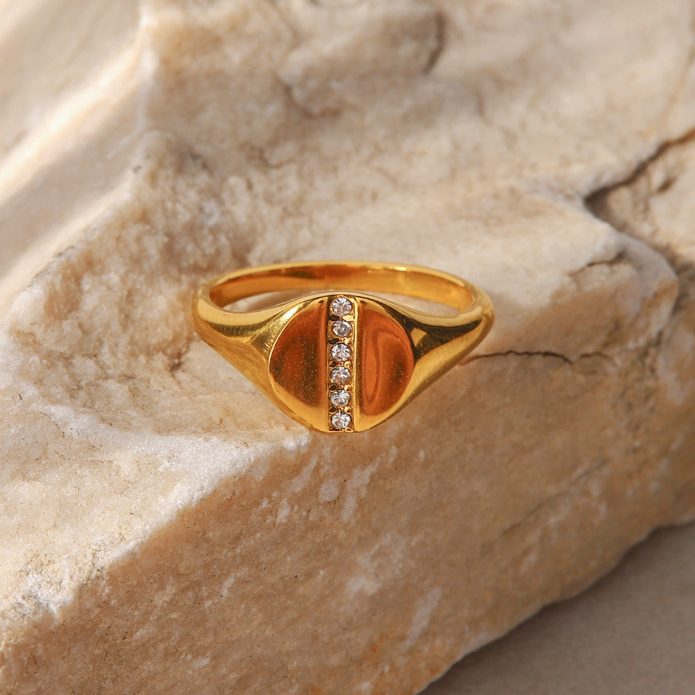 18K Gold Plated Inlaid Cubic Zirconia Ring