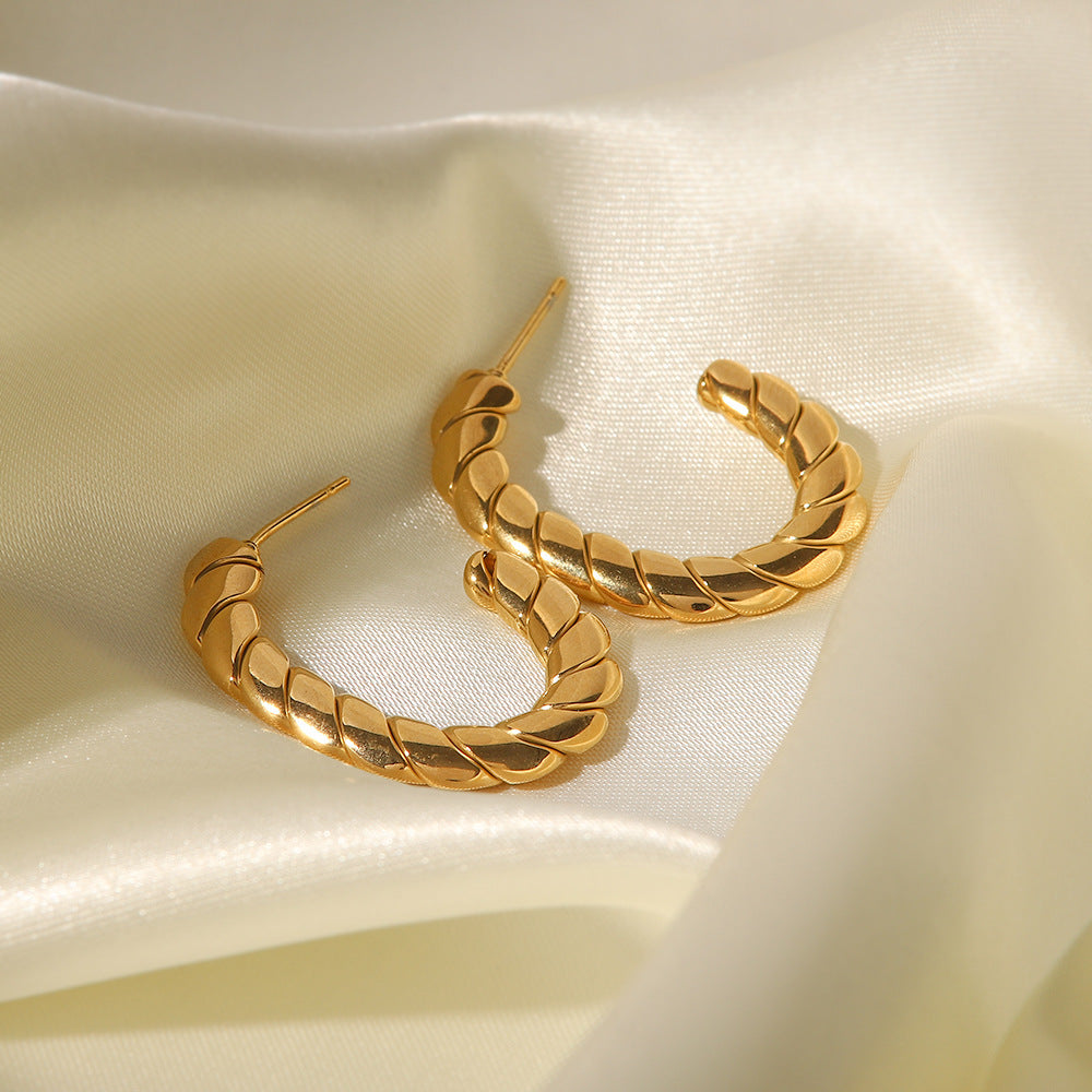 18K gold-plated C-shaped twist all-match earrings