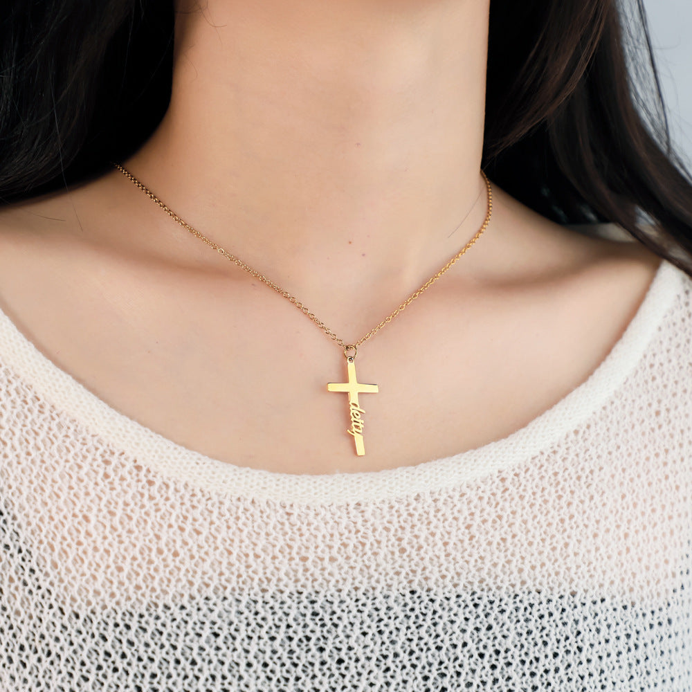 Fashion Creative Cross Customizable Name Pendant Necklace