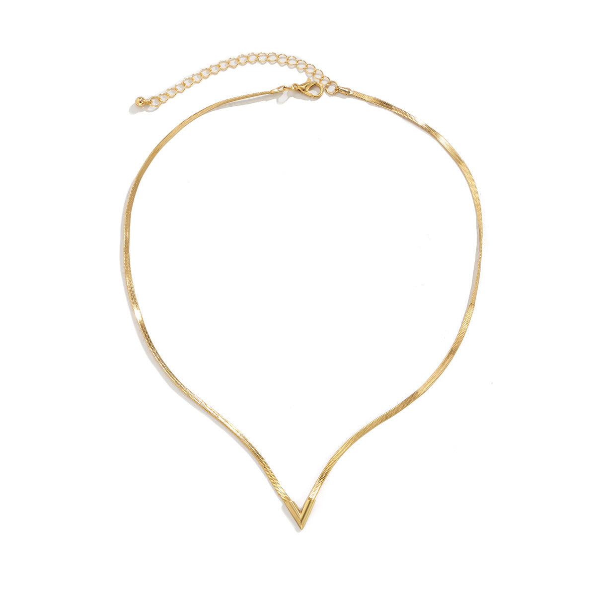 Men Fashion Simple V-Shaped Flat Snake Chain Necklace