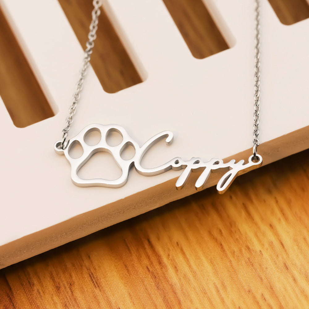 Fashionable hollow design name pendant necklace