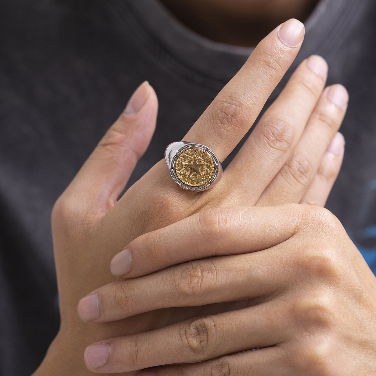 Men Fashion Simple Pentagram Ring