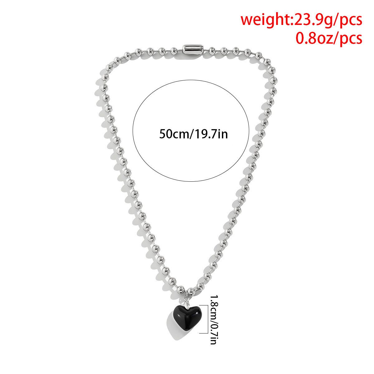 Men Fashion Simple Black Love Pendant Necklace