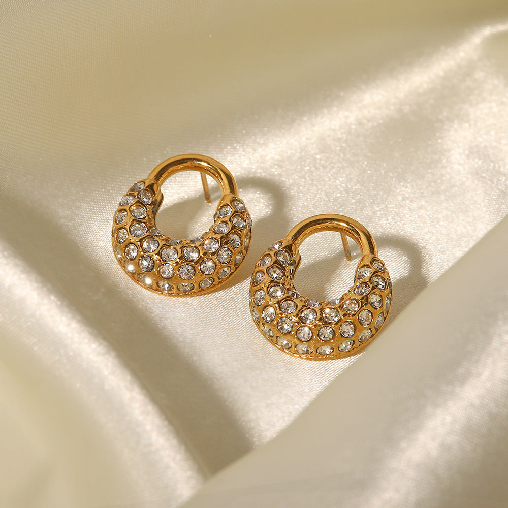 18K Gold Plated White Diamond Drop Earrings