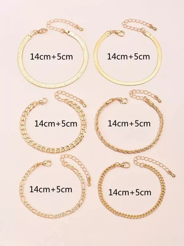 B6.6pcs Simple Chain Bracelet - Elle Royal Jewelry