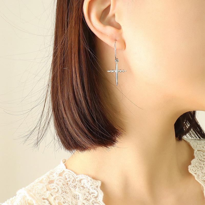 Exquisite fashion cold wind cross design earrings