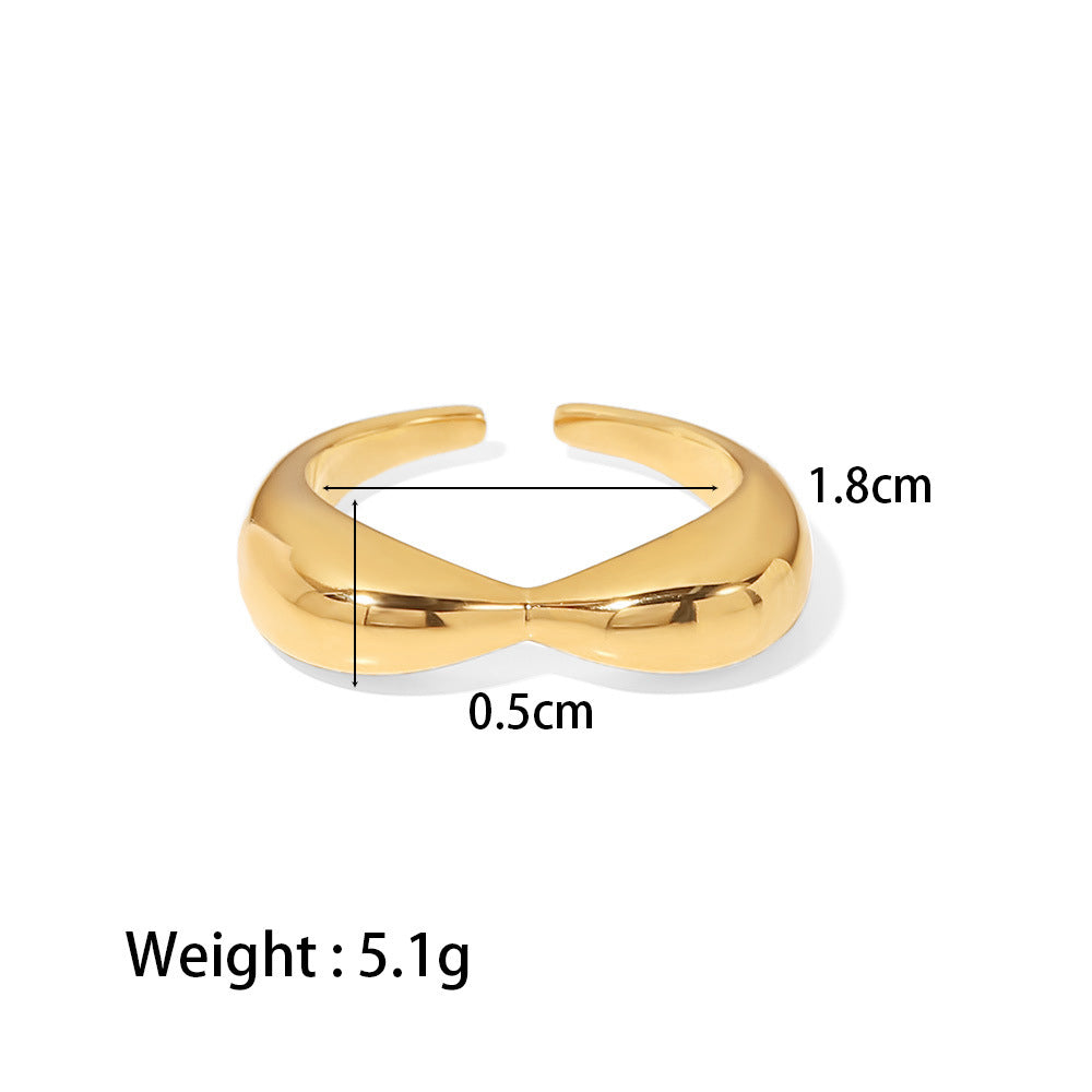 Fashion personality hip-hop style geometric line design opening adjustable ring