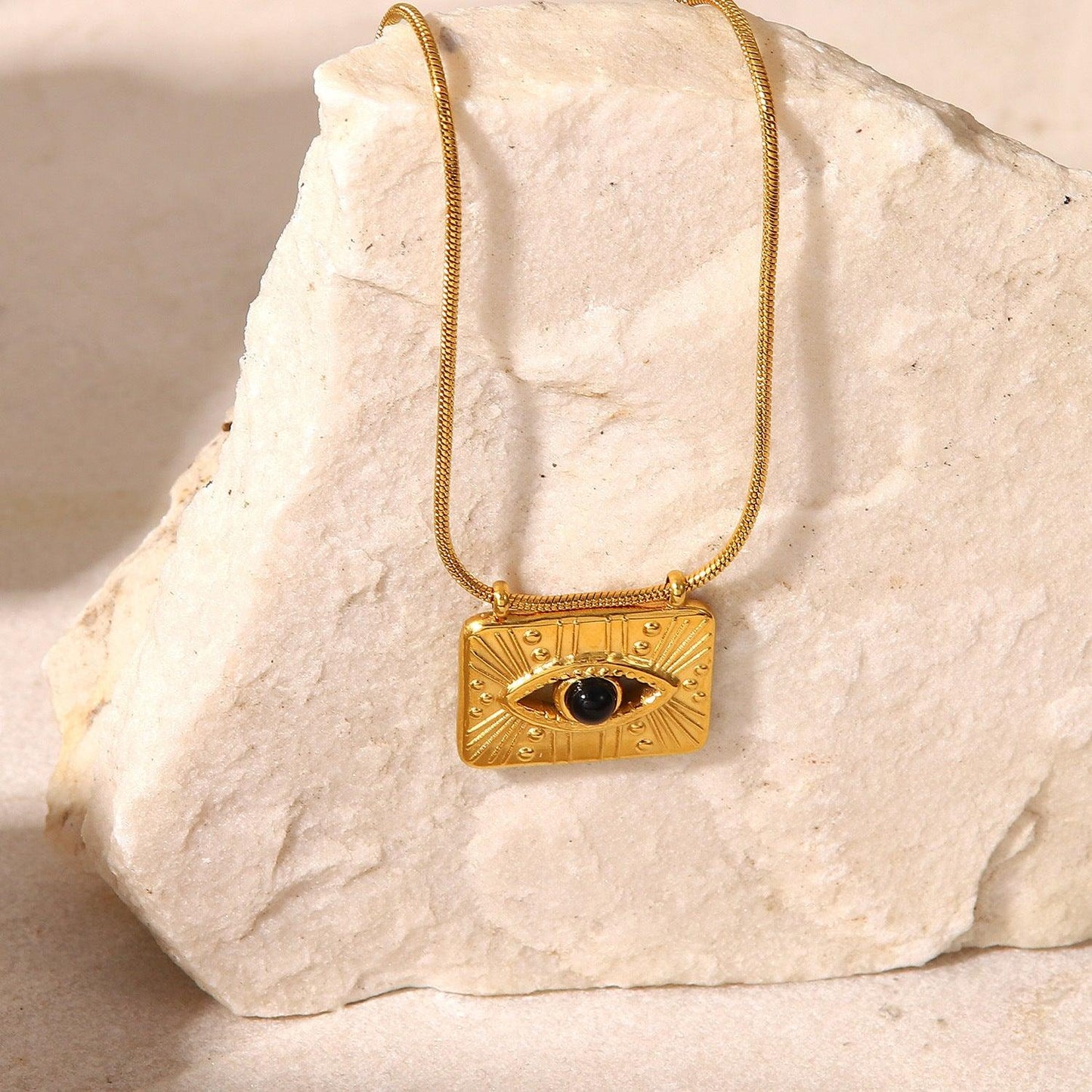 N31.French retro square eye pendant necklace - Elle Royal Jewelry