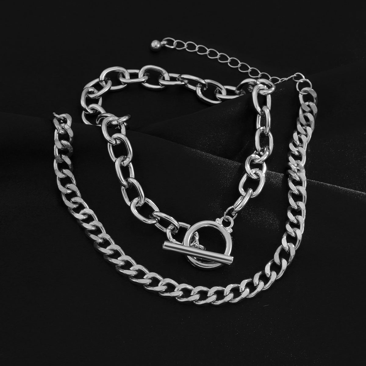 Men Double layer flat chain personalized OT buckle bracelet