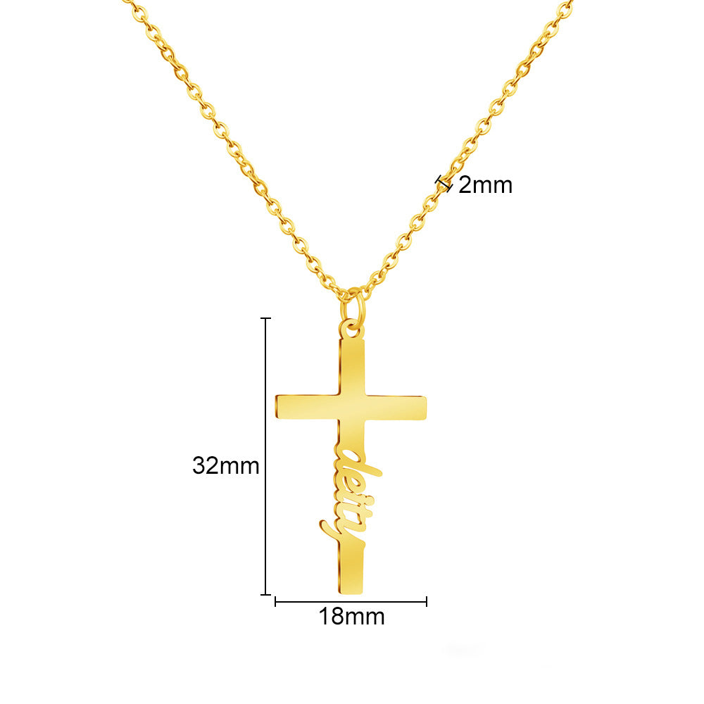 Fashion Creative Cross Customizable Name Pendant Necklace