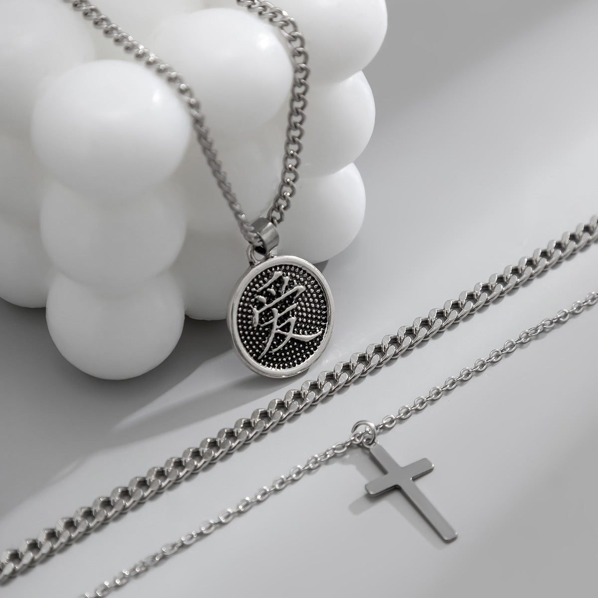 Men Simple Fashion Cross Clavicle Chain Hip Hop Pendant Necklace