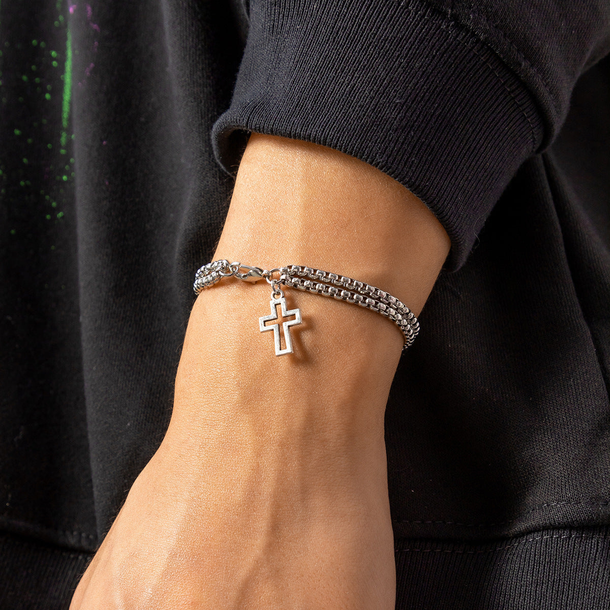 Double Hollow Cross Unisex Bracelet