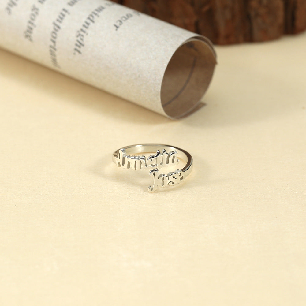 925 Silver Fashion Customizable Letter Ring