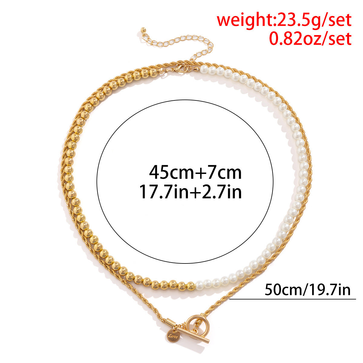 Men Fashion Double Stitching Pearl Versatile Necklace