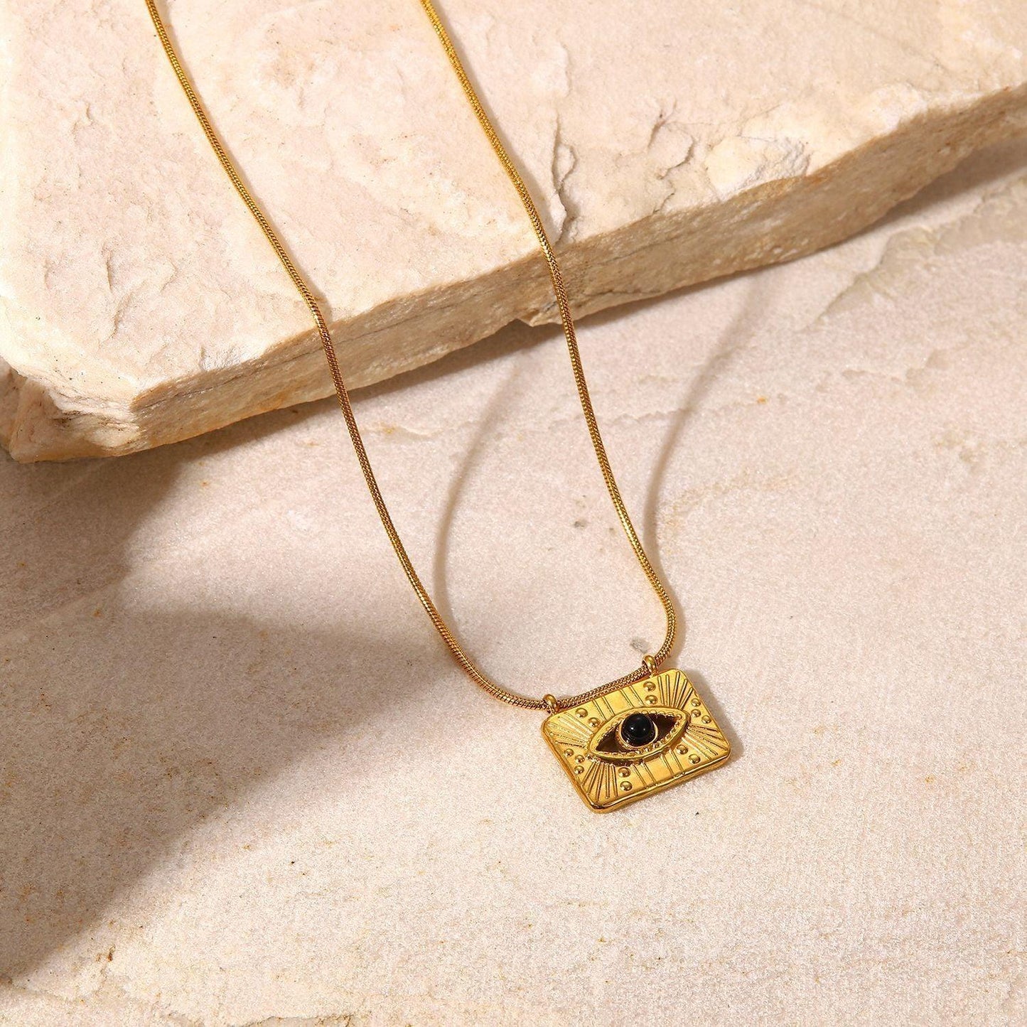 N31.French retro square eye pendant necklace - Elle Royal Jewelry