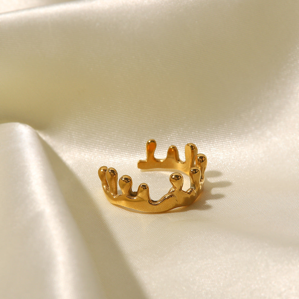 18K Gold Plated Crown Open Geometric Irregular Ring