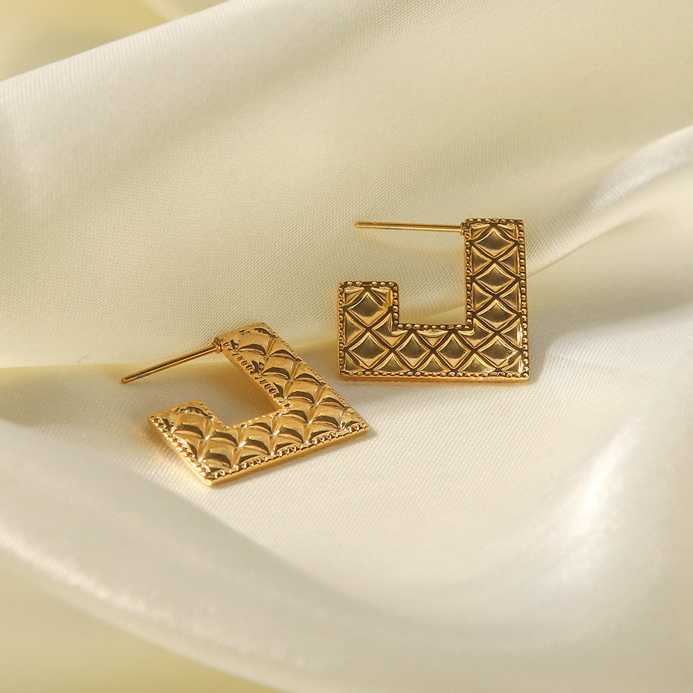 18K gold plated fashion all-match diamond earrings