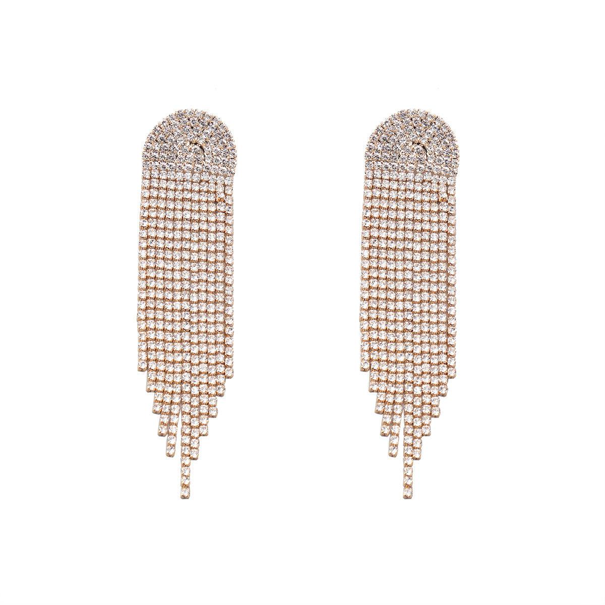 Super Sparkling Diamond Long Earrings - Elle Royal Jewelry