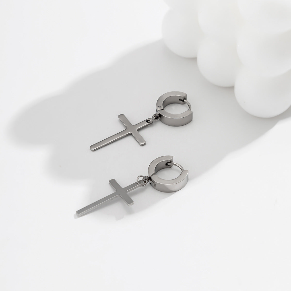 Men Fashionable cross design simple cold style all-match women earrings