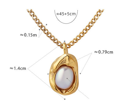 Fashion inlaid pearl all-match pendant necklace