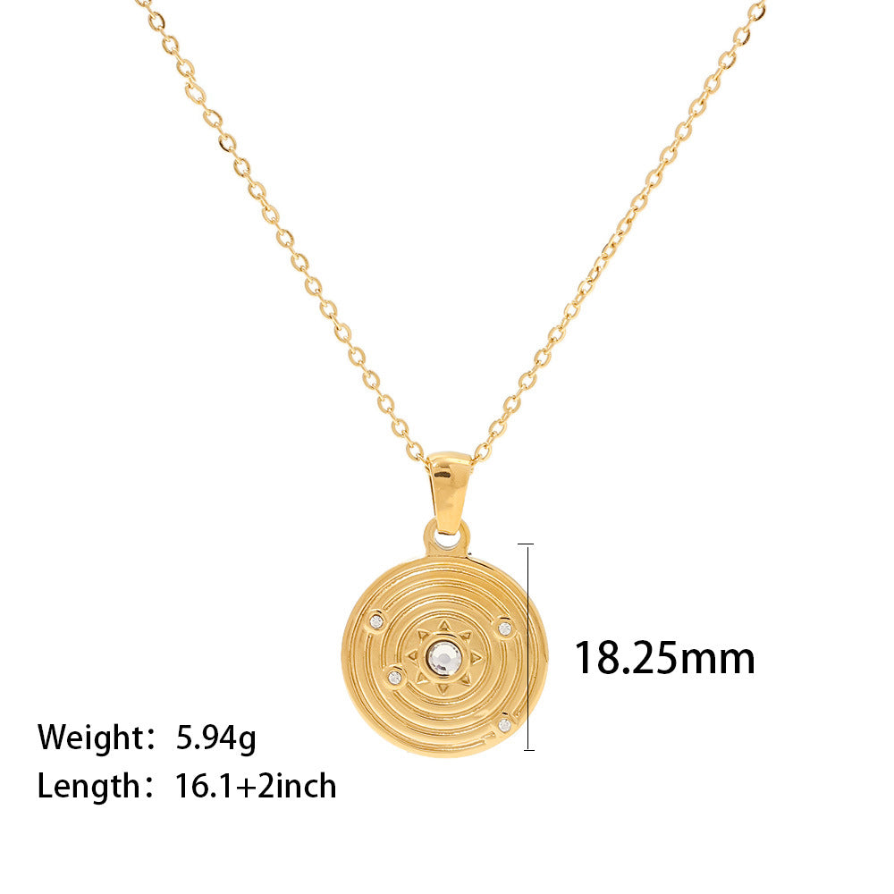 18K gold plated concentric circle pendant choker