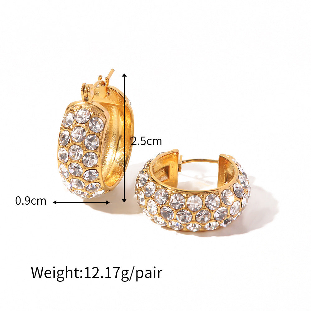 18k Gold Plated Drop Earrings with White Diamonds