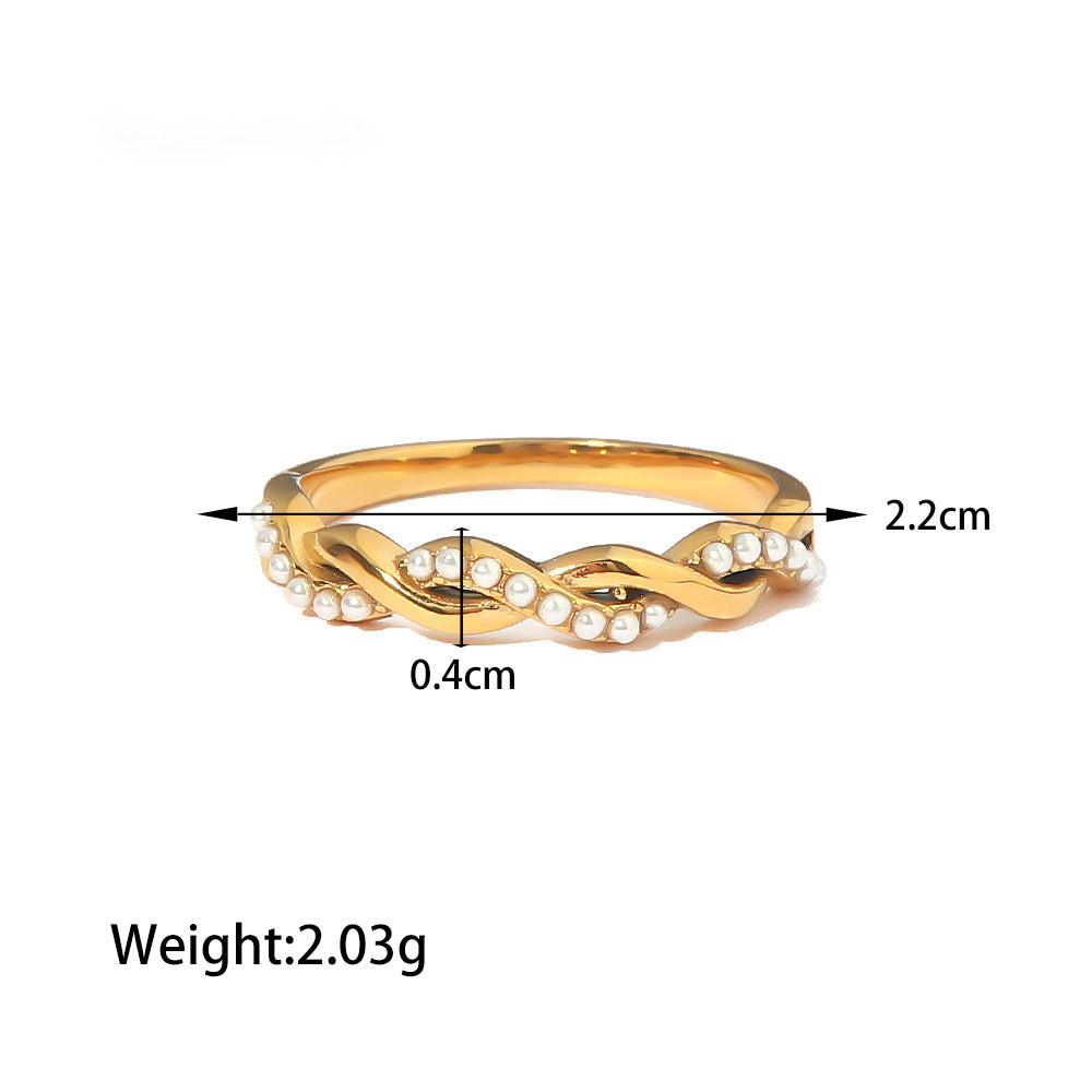 18K Gold Fashion Braided Twist Design Light Luxury Style Ring