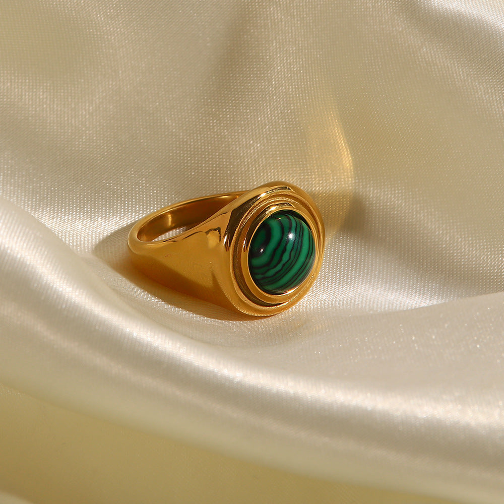 Trendy Inlaid Turquoise Malachite Versatile Ring