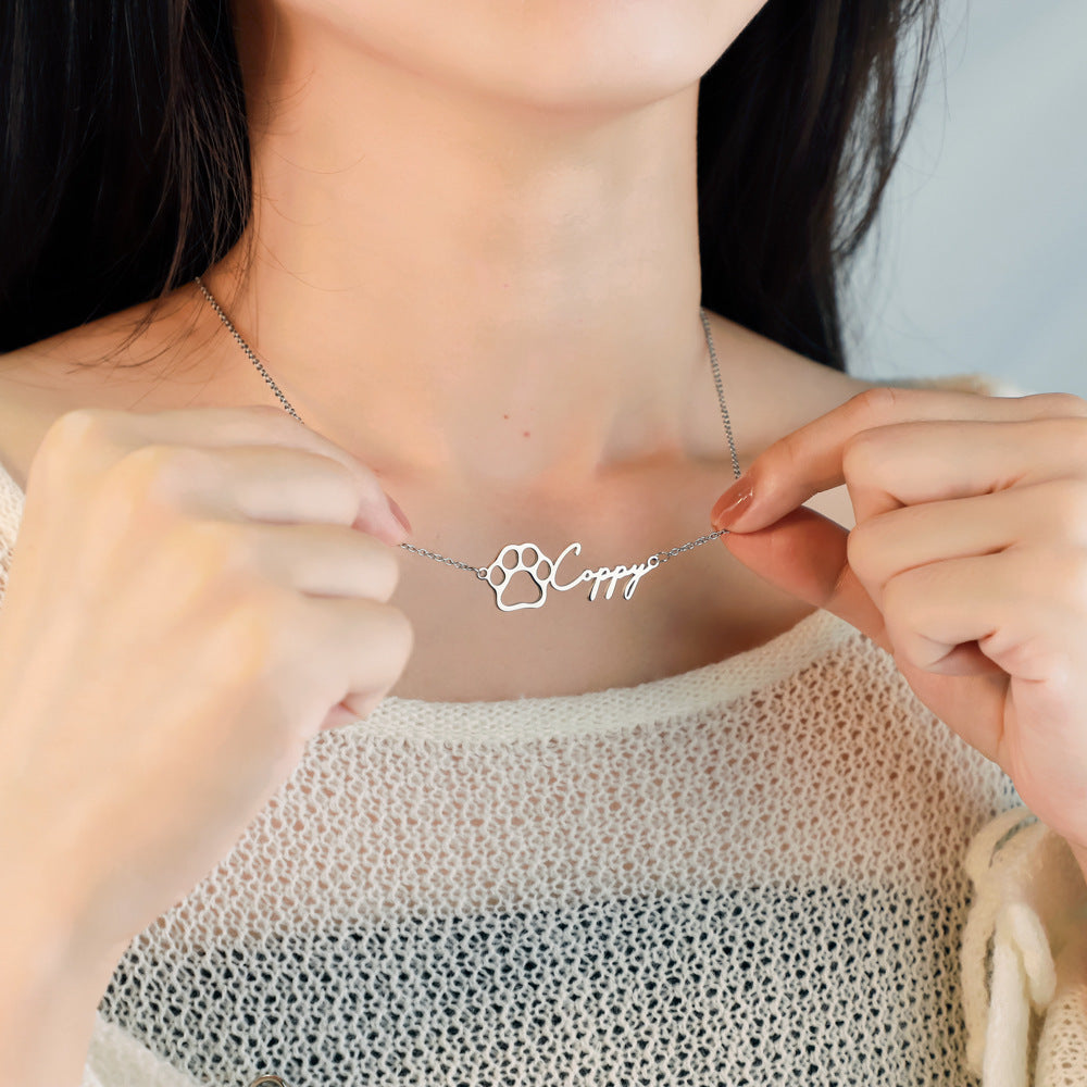 Fashionable hollow design name pendant necklace