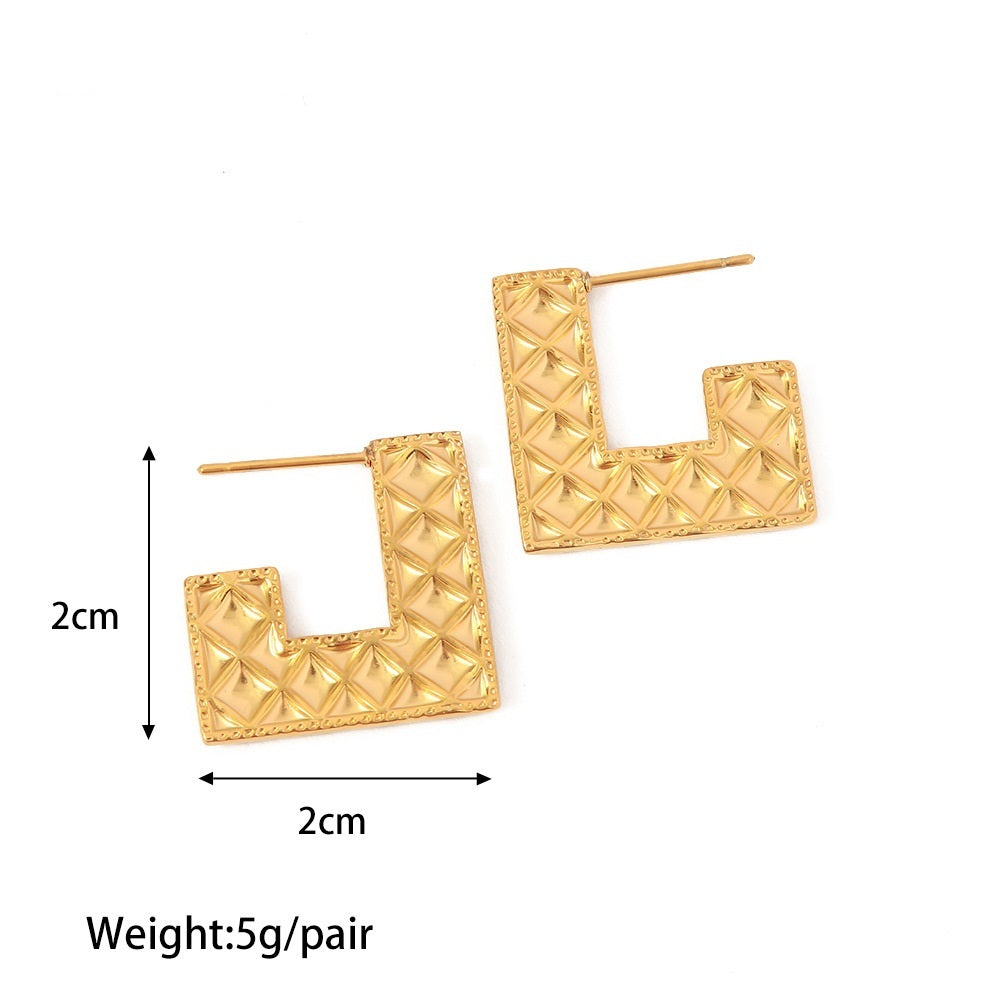 18K gold plated fashion all-match diamond earrings