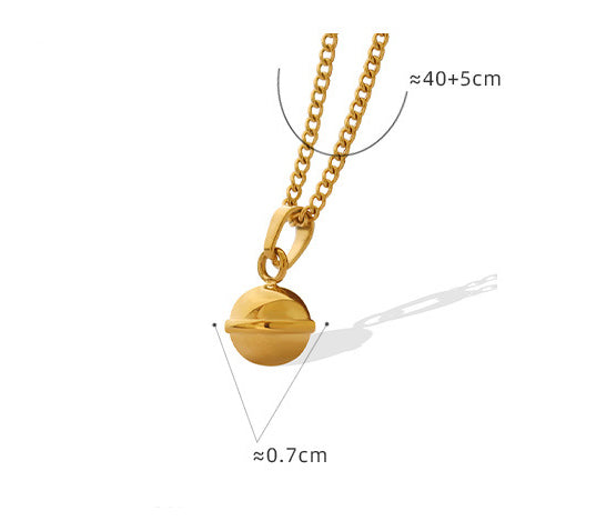 18K Gold Simple Doraemon Small Bell Design Pendant Necklace