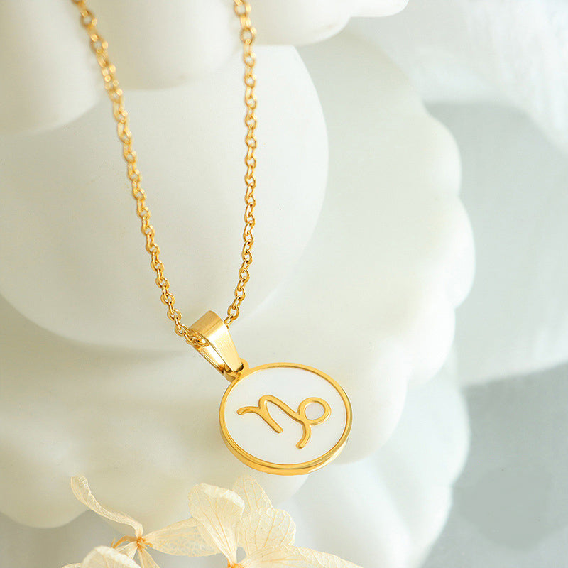 Exquisite Zodiac White Seashell Design Pendant Necklace