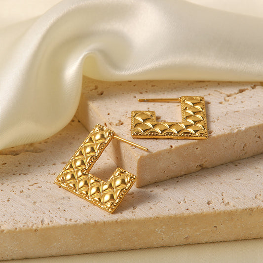 18K gold plated fashion all-match diamond earrings