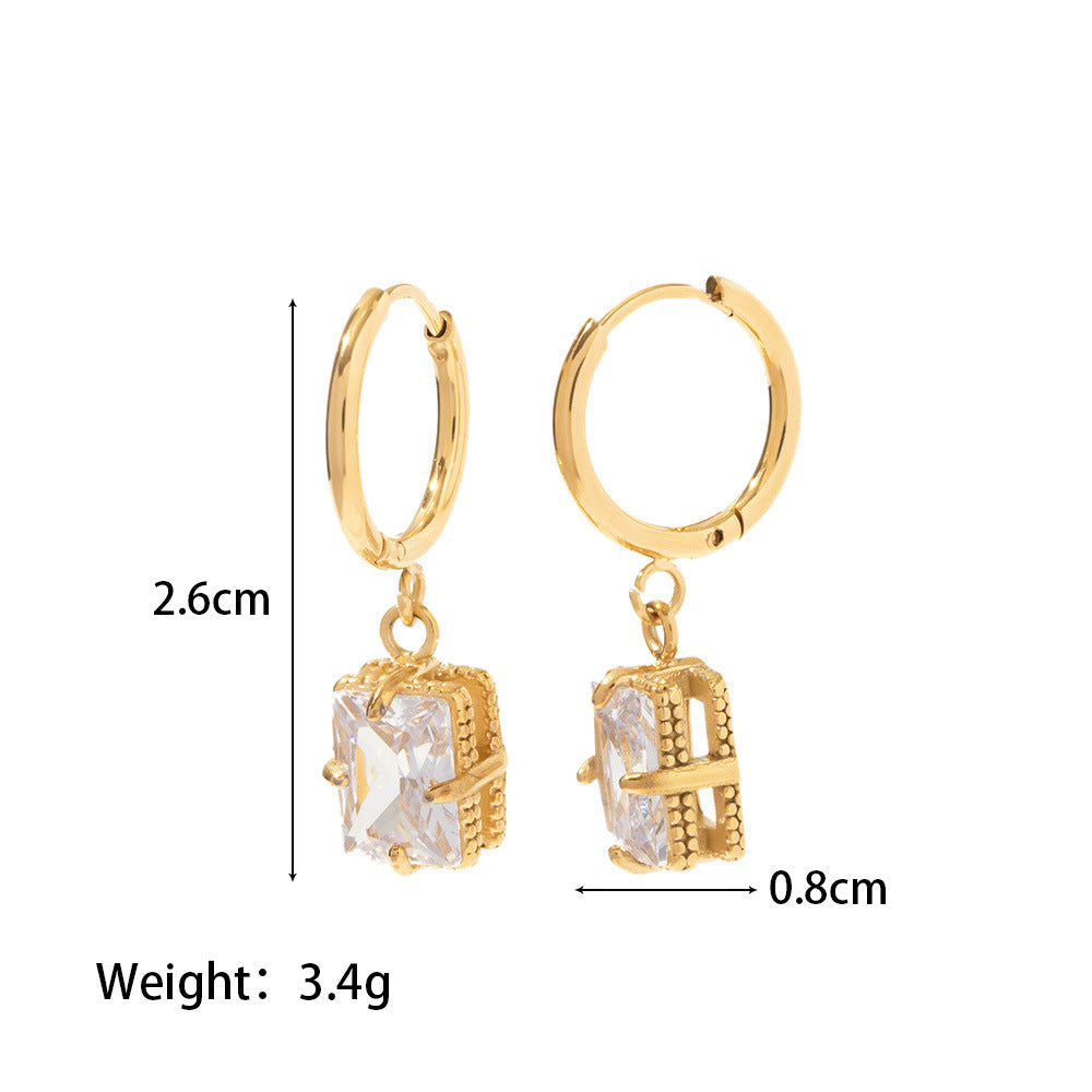 18k Gold Plated Green/White Zircon Fashion Earrings