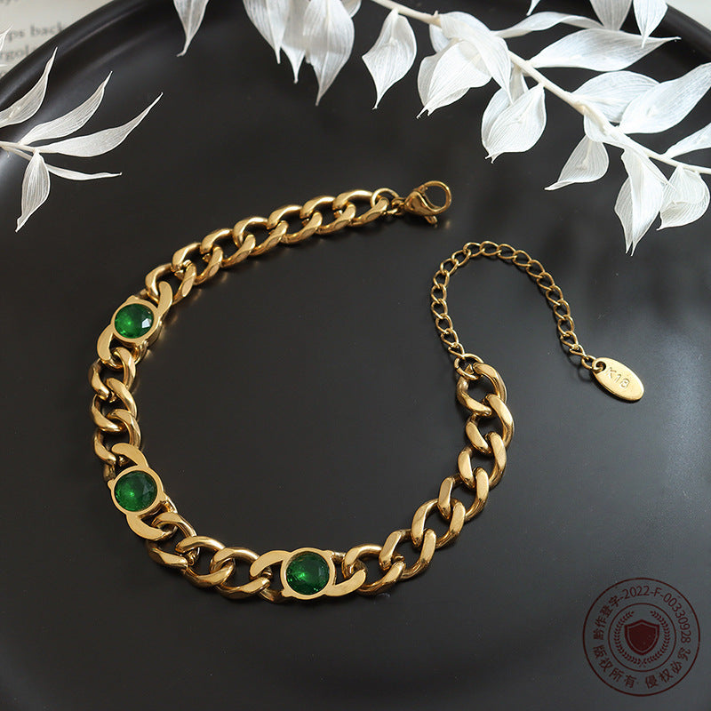 Fashion Thick Chain With Zircon Necklace / Bracelet