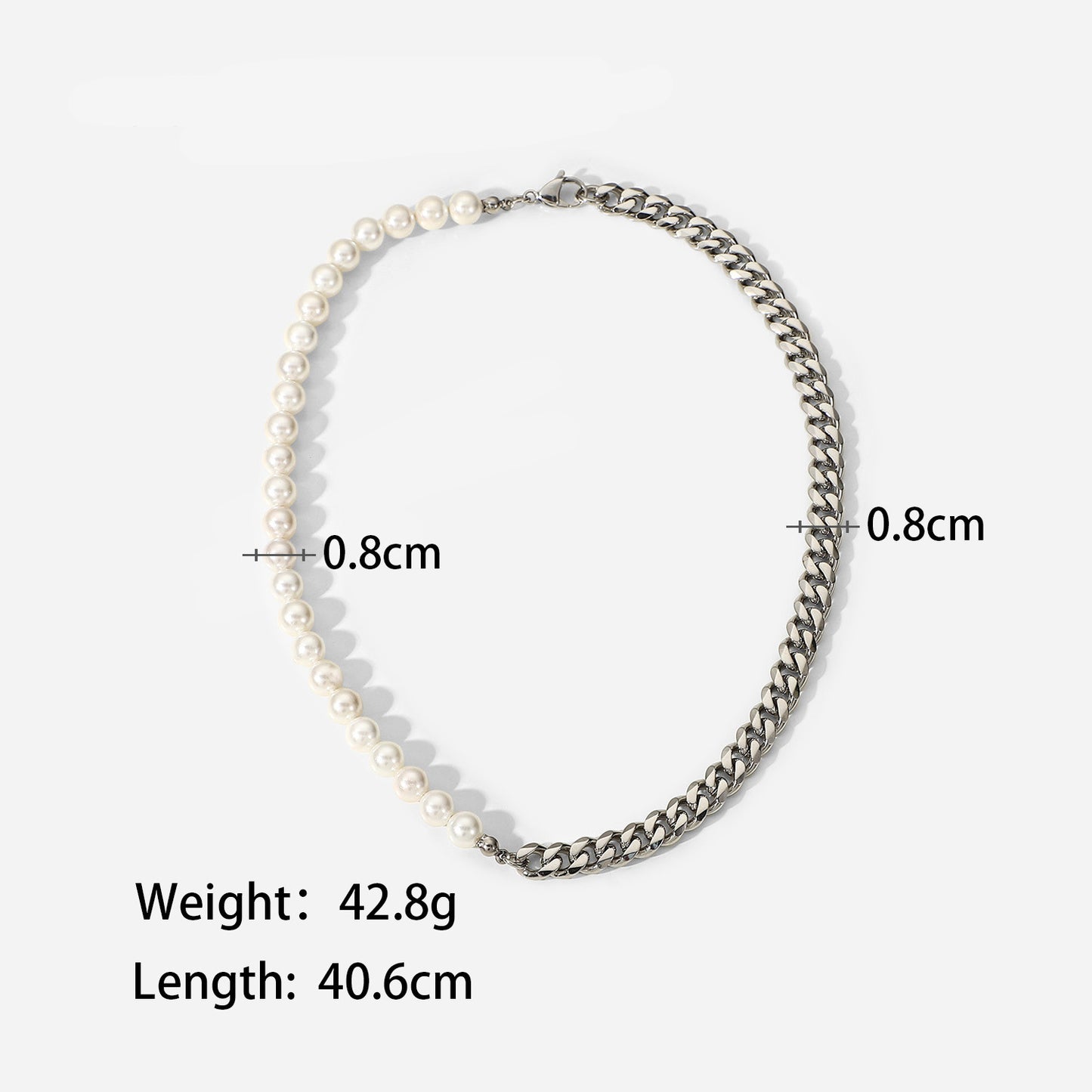 Men Fashion shell bead stitching Cuban chain all-match necklace