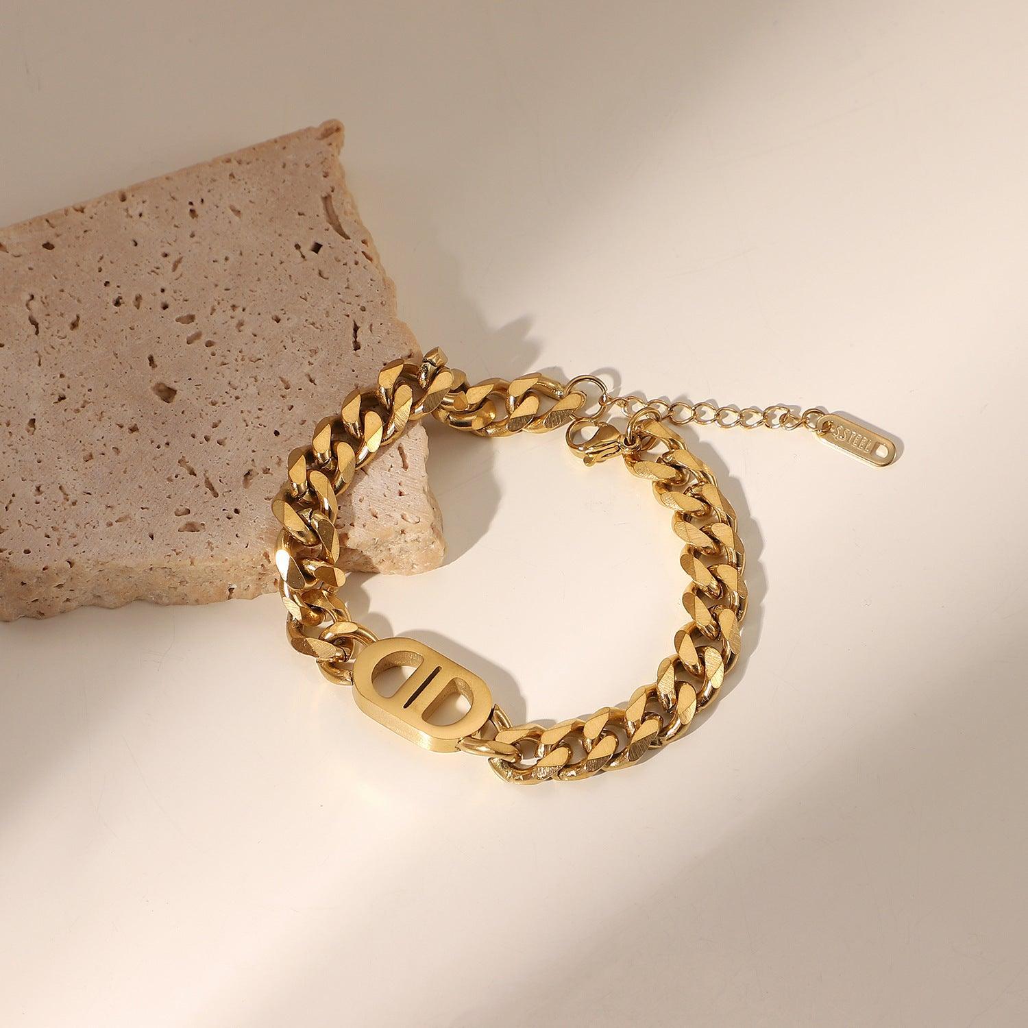 B17.18K Gold Cuban Chain Bracelet - Elle Royal Jewelry