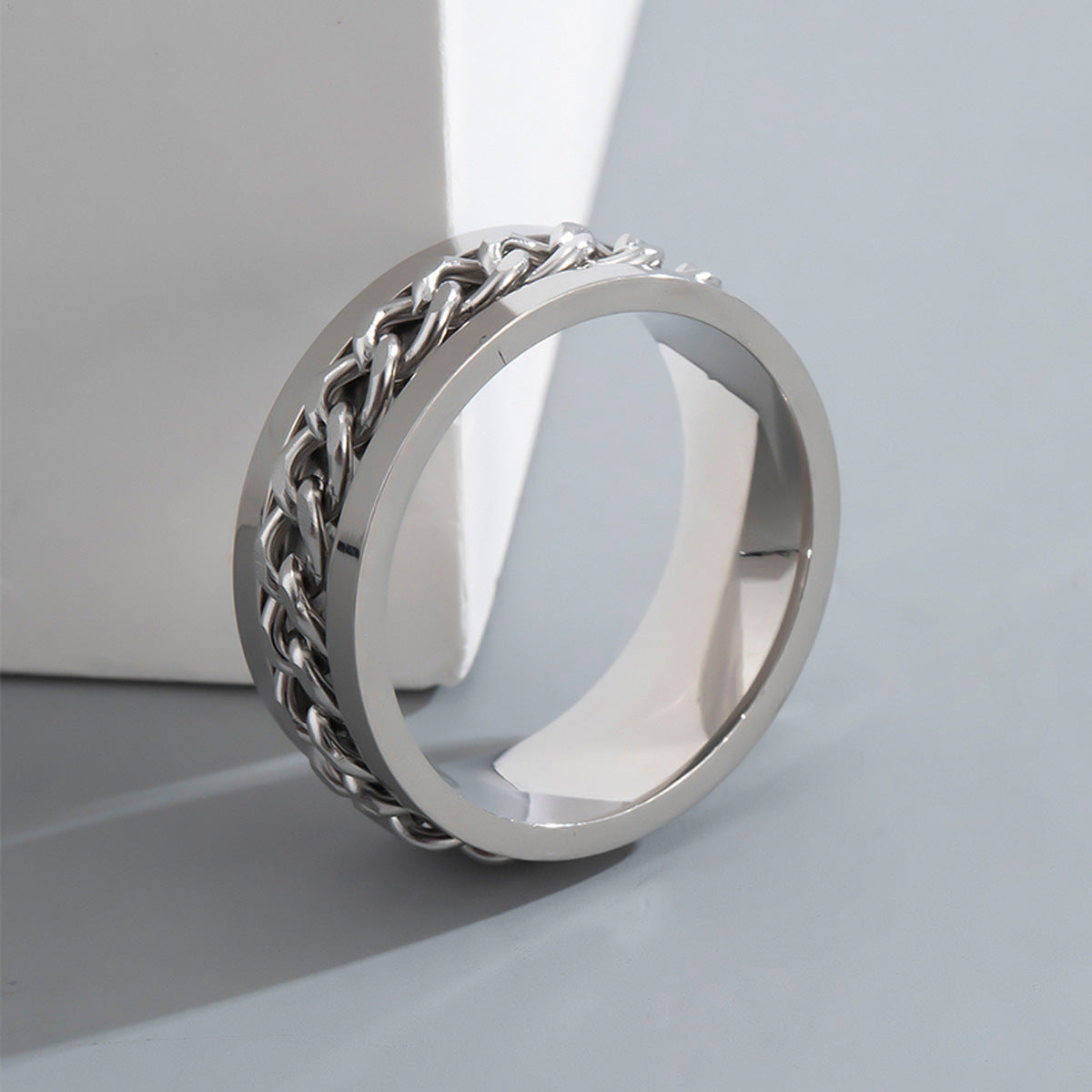 Men Fashion Simple Hip Hop Chain Swivel Ring