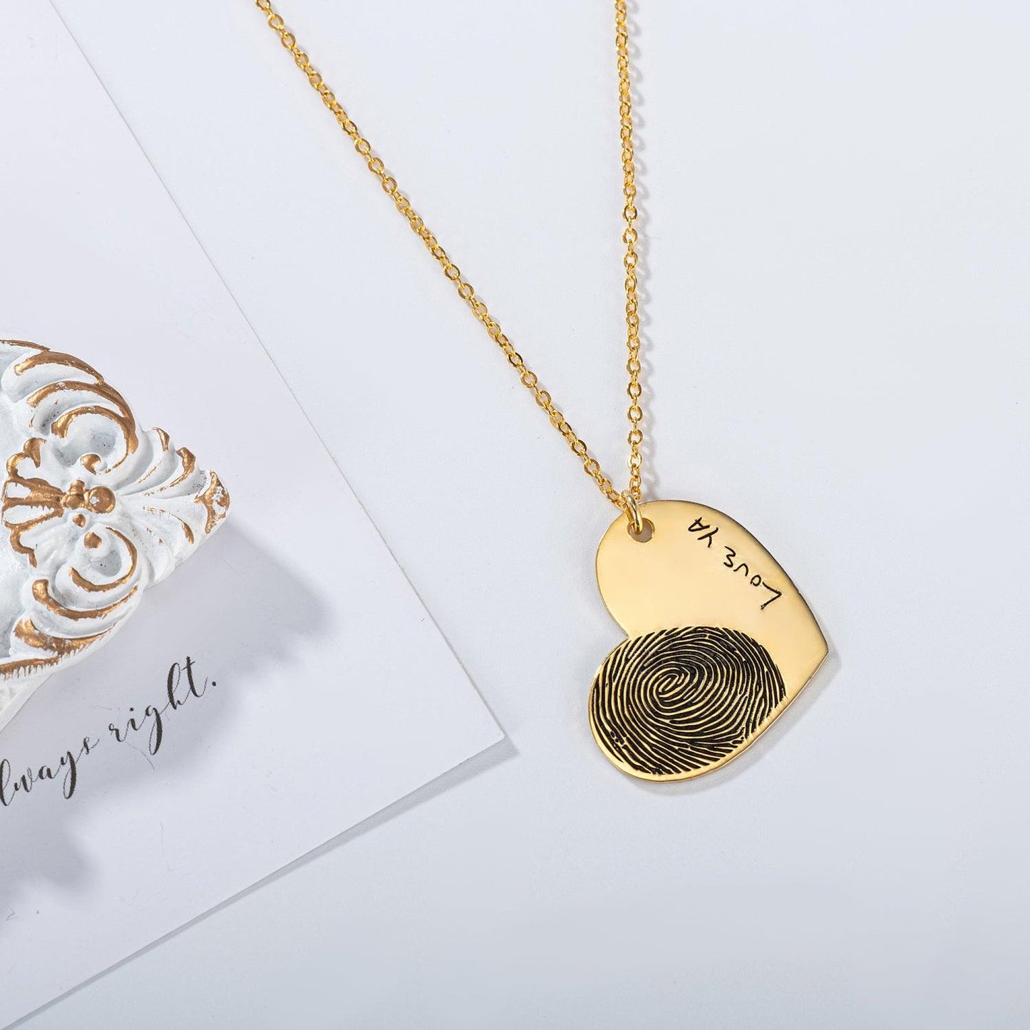 N11.Simple Engraved Heart Necklace - Elle Royal Jewelry