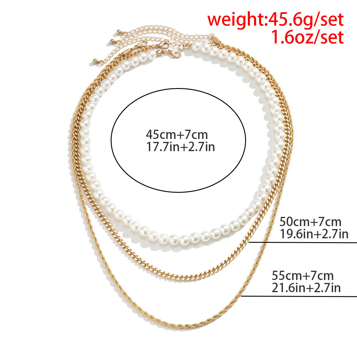 Men Simple Pearl Multilayer Twist Chain Necklace