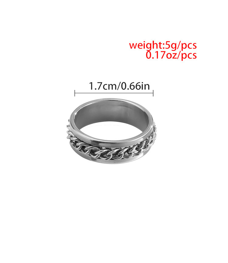 Men Fashion Simple Hip Hop Chain Swivel Ring